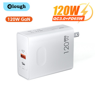 Elough อะแดปเตอร์ชาร์จ USB 120W PD 65W ชาร์จเร็ว 3.0 สําหรับแล็ปท็อป แท็บเล็ต