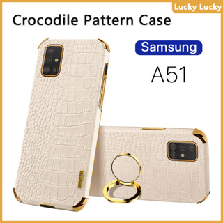 เคส Samsung A51 A52 A53 A54 A50 A11 A21s A31 A41 A71 นุ่ม ลายจระเข้ ที่วางแหวนนิ้ว ฝาครอบ PU กล้องปกป้องเต็มรูปแบบ ชุบทอง บาง ความรู้สึกที่ยอดเยี่ยม ป้องกันลายนิ้วมือ ซับในกระจายความร้อน