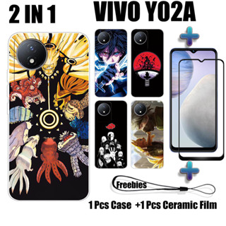 2 IN 1 เคสโทรศัพท์มือถือเซรามิค กันรอยหน้าจอ ทรงโค้ง ลายนารูโตะ สําหรับ VIVO Y02A