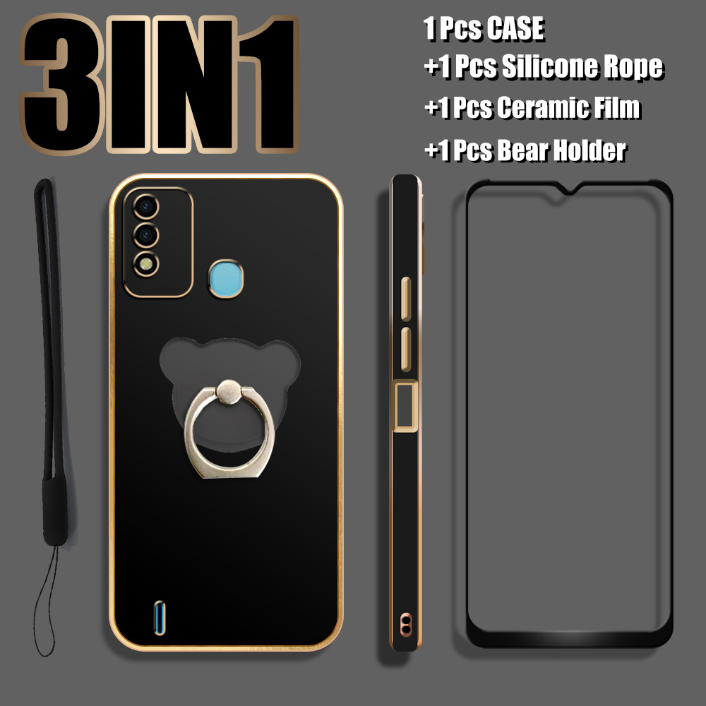 3 IN 1 สําหรับ Itel P37 Itel Vision 2S Itel P651L/P651W กรณีหรูหราElectroplatingนุ่มเคสโทรศัพท์เซราม