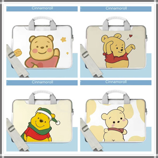 ⭐️Send shoulder strap ⭐️PU Waterproof Computer bag Cartoon Winnie the Pooh laptop bag 12 13 14 15 15.6 inch