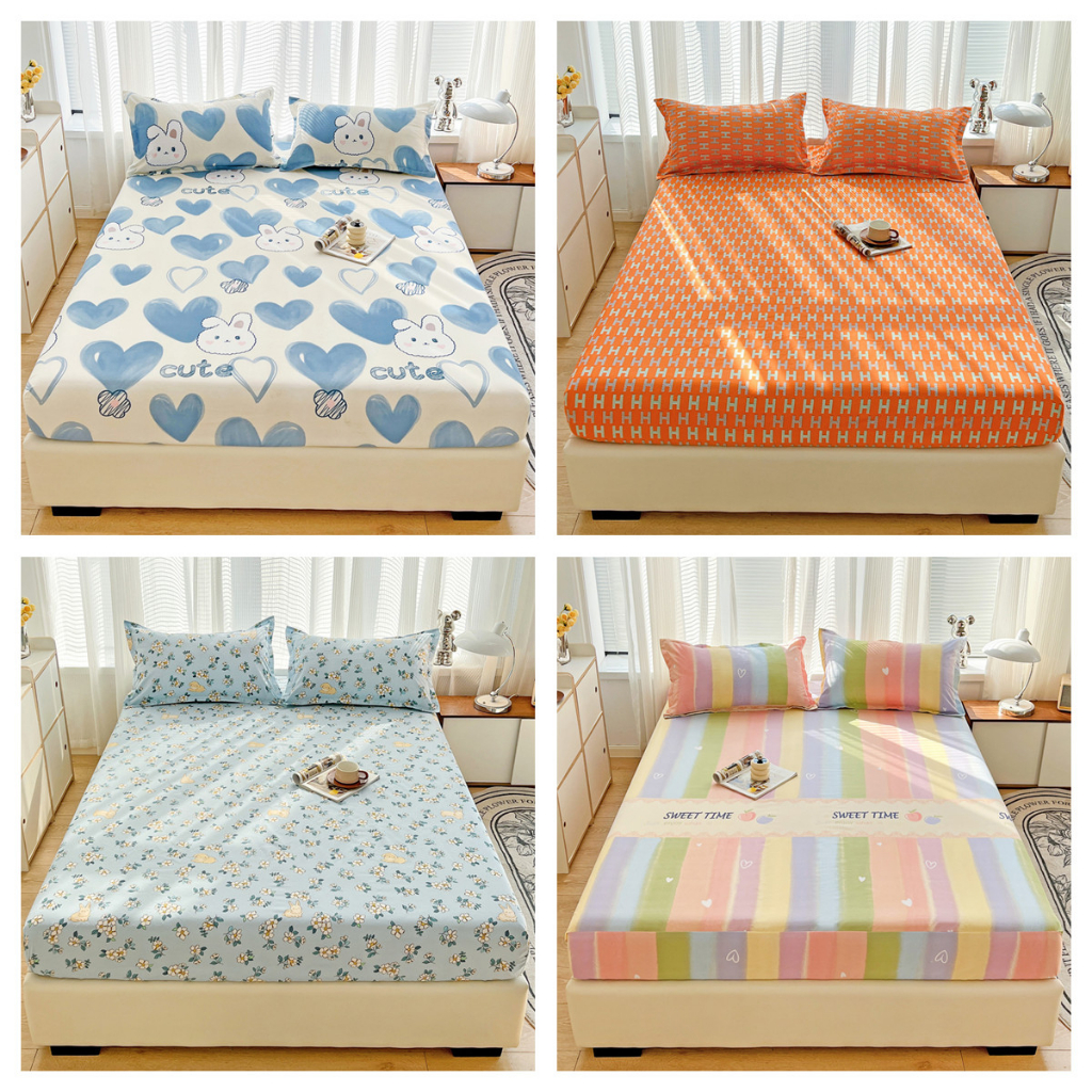 ผ้าปูที่นอน 9 สีใหม่ สนับสนุนสินค้าจนถึงการชําระเงิน ผ้ารองกันเปื้อนที่นอน 3ฟุต3.5ฟุต 5ฟุต 6ฟุต ฟรีปลอกหมอน รัดมุม360° กันไรฝุ่น ระบายอากาศ