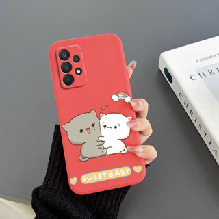 เคสโทรศัพท์มือถือ Tpu ขอบตรง ลายแมวน่ารัก สําหรับ Samsung A32 4G A32 5G A52 4G A52S 4G A72 4G A22 4G A22 5G