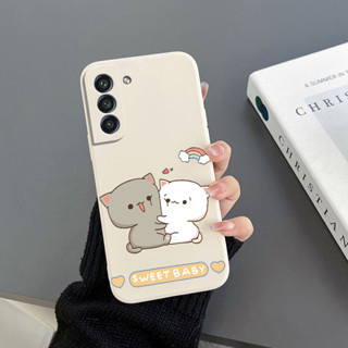 เคสโทรศัพท์มือถือ Tpu ขอบตรง ลายแมวน่ารัก สําหรับ Samsung S21 S21 fe S21 Plus S21 Ultra S22 S22 Ultra