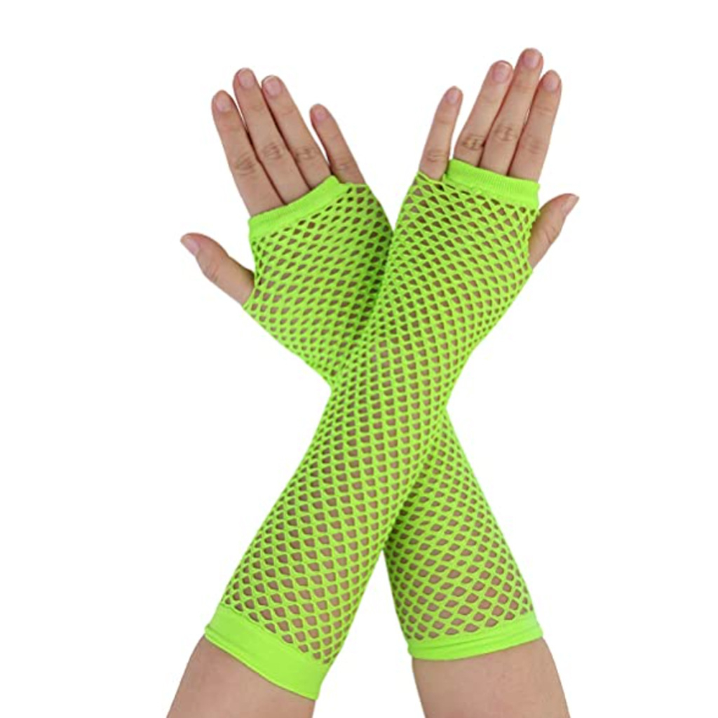 Hi- เด็ก แฟชั่น ถุงมือตาข่ายตกปลา เซ็กซี่ แขน ถุงมือ สีรุ้ง สั้น ครึ่งนิ้ว ยืดหยุ่น ปาร์ตี้ เกาหลี Girll - รูปที่ 5