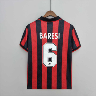 เสื้อกีฬาแขนสั้น ลายทีมชาติฟุตบอล AC Milan MALDINI BARESI BAGGIO คุณภาพสูง 95-96 ชุดเหย้า