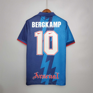 เสื้อกีฬาแขนสั้น ลายทีมชาติฟุตบอล Arsenal BERGKAMP 95-96 คุณภาพสูง สไตล์เรโทร