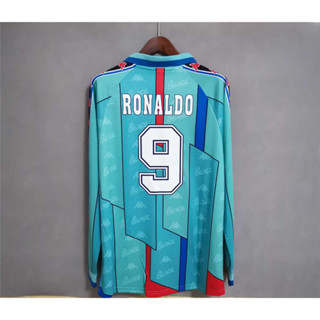 เสื้อยืดแขนยาว ลาย Barcelona RONALDO 96-97 คุณภาพสูง สไตล์เรโทร