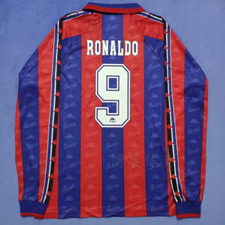 96-97 เสื้อยืด แขนยาว ลาย Barcelona RONALDO STOICHKOV GUARDIOLA สไตล์เรโทร คุณภาพสูง