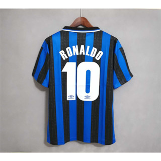 เสื้อกีฬาแขนสั้น ลายทีมชาติฟุตบอล Inter Milano RONALDO 97-98 ชุดเหย้า คุณภาพสูง สไตล์เรโทร