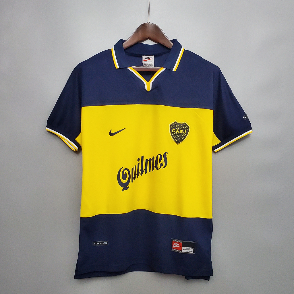 เสื้อกีฬาแขนสั้น ลายทีมชาติฟุตบอล Boca Juniors RIQUELME 98-99 ชุดเหย้า คุณภาพสูง สไตล์เรโทร