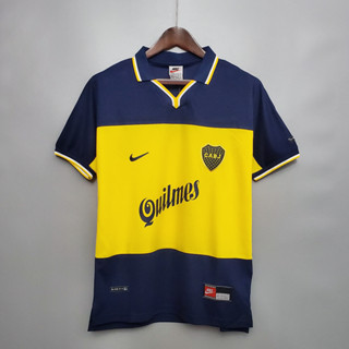 เสื้อกีฬาแขนสั้น ลายทีมชาติฟุตบอล Boca Juniors RIQUELME 98-99 ชุดเหย้า คุณภาพสูง สไตล์เรโทร