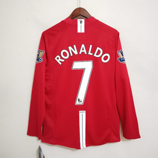 เสื้อกีฬาแขนยาว ลายทีมชาติฟุตบอล RONALDO ROONEY 07-08 ชุดเหย้า สไตล์เรโทร คุณภาพสูง