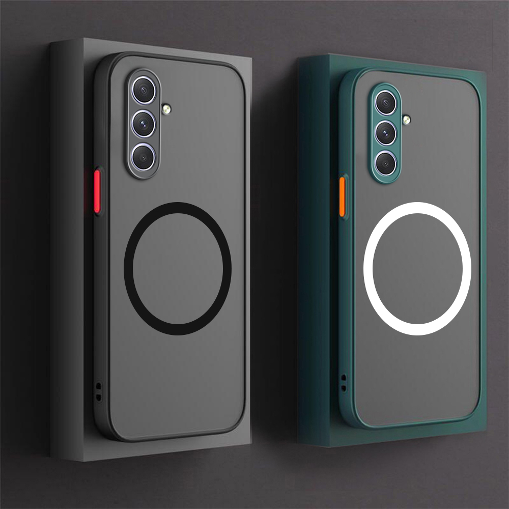 Matte สําหรับแม่เหล็กชาร์จไร้สายสําหรับ Samsung Galaxy S25FE S23 fe S24fe A17 A56 A54 A55 5G กันกระแทกปกหลัง SamsungA15 เคสโทรศัพท์