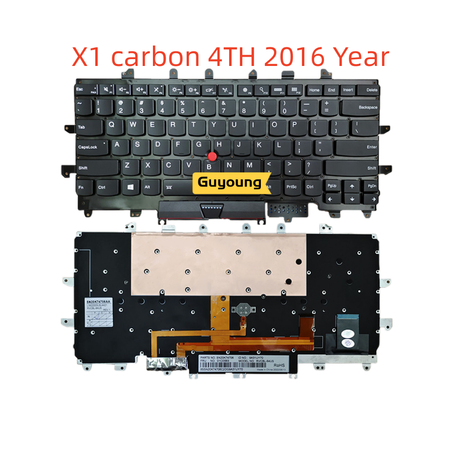 Yjx คีย์บอร์ดแล็ปท็อป ภาษาอังกฤษ แบ็คไลท์ สําหรับ Lenovo Thinkpad X1 Carbon X1C 3RD 2ND 3TH 2013 2014 2015 2016 2017 2018 2019 2020