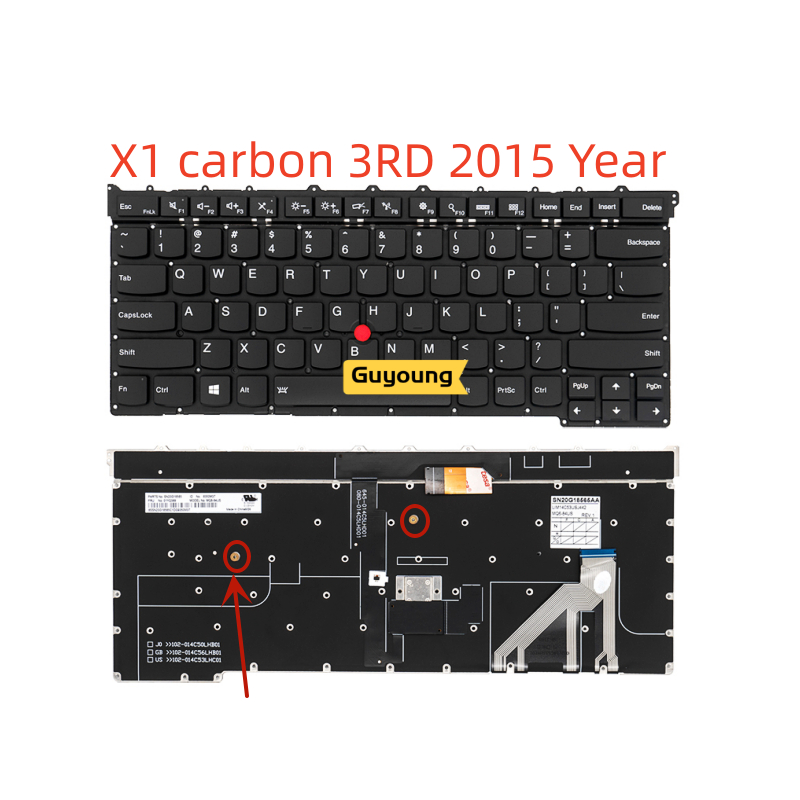 Yjx คีย์บอร์ดแล็ปท็อป ภาษาอังกฤษ แบ็คไลท์ สําหรับ Lenovo Thinkpad X1 Carbon X1C 3RD 2ND 3TH 2013 2014 2015 2016 2017 2018 2019 2020