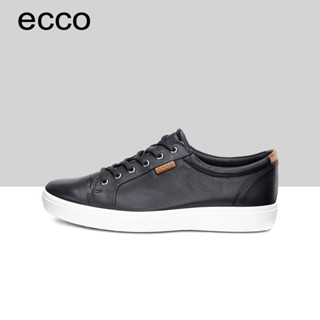 Ecco รองเท้ากีฬาลําลอง ข้อสั้น สีขาว ขนาดเล็ก แฟชั่นสําหรับผู้ชาย SOFT.7 430004