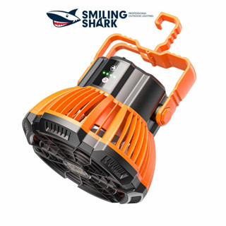 Smiling Shark FS81 พัดลมระบายความร้อนไร้สาย ชาร์จ USB พร้อมตะขอ และรีโมตคอนโทรล มีไฟ LED สําหรับตั้งแคมป์