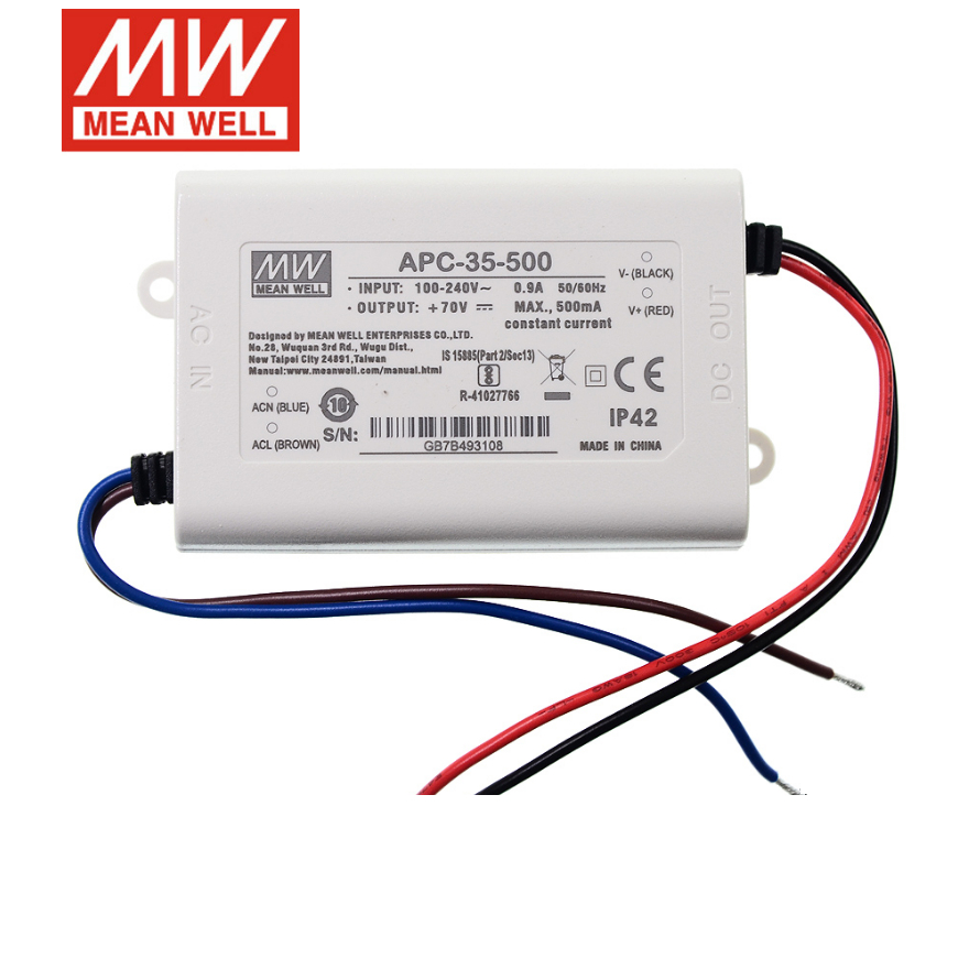 Mean WELL APC-35 สวิตช์พาวเวอร์ซัพพลาย 35W 350 500 700 1050mA ไฟ LED