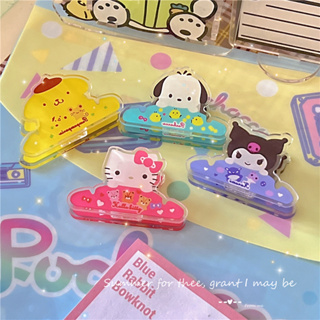 Sanrio คลิปโฟลเดอร์ รูปการ์ตูน Hello Kitty Melody Kuromi LittleTwinStars Cinnamoroll PompomPurin Pochacco Keroppi น่ารัก ขนาดเล็ก สําหรับแขวนรูปภาพ ขนม กระดาษ