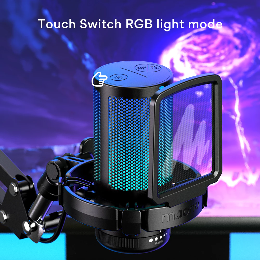 Maono DGM20S RGB USB ไมโครโฟนคอนเดนเซอร์ ตัดเสียงรบกวน พร้อมไมโครโฟน และไฟ RGB แจ็คหูฟัง 3.5 มม. สําหรับ PC สมาร์ทโฟน เล่นเกม สตรีมมิ่ง thumbnail 6