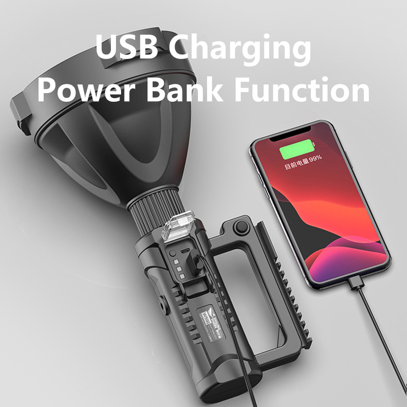 Smiling Shark W591 ไฟฉายสปอตไลท์ฉุกเฉิน P70 5000 Lumens ชาร์จ USB แบบพกพา สําหรับตั้งแคมป์กลางแจ้ง — صورة 6
