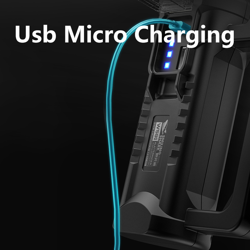 Smiling Shark W591 ไฟฉายสปอตไลท์ฉุกเฉิน P70 5000 Lumens ชาร์จ USB แบบพกพา สําหรับตั้งแคมป์กลางแจ้ง — صورة 7