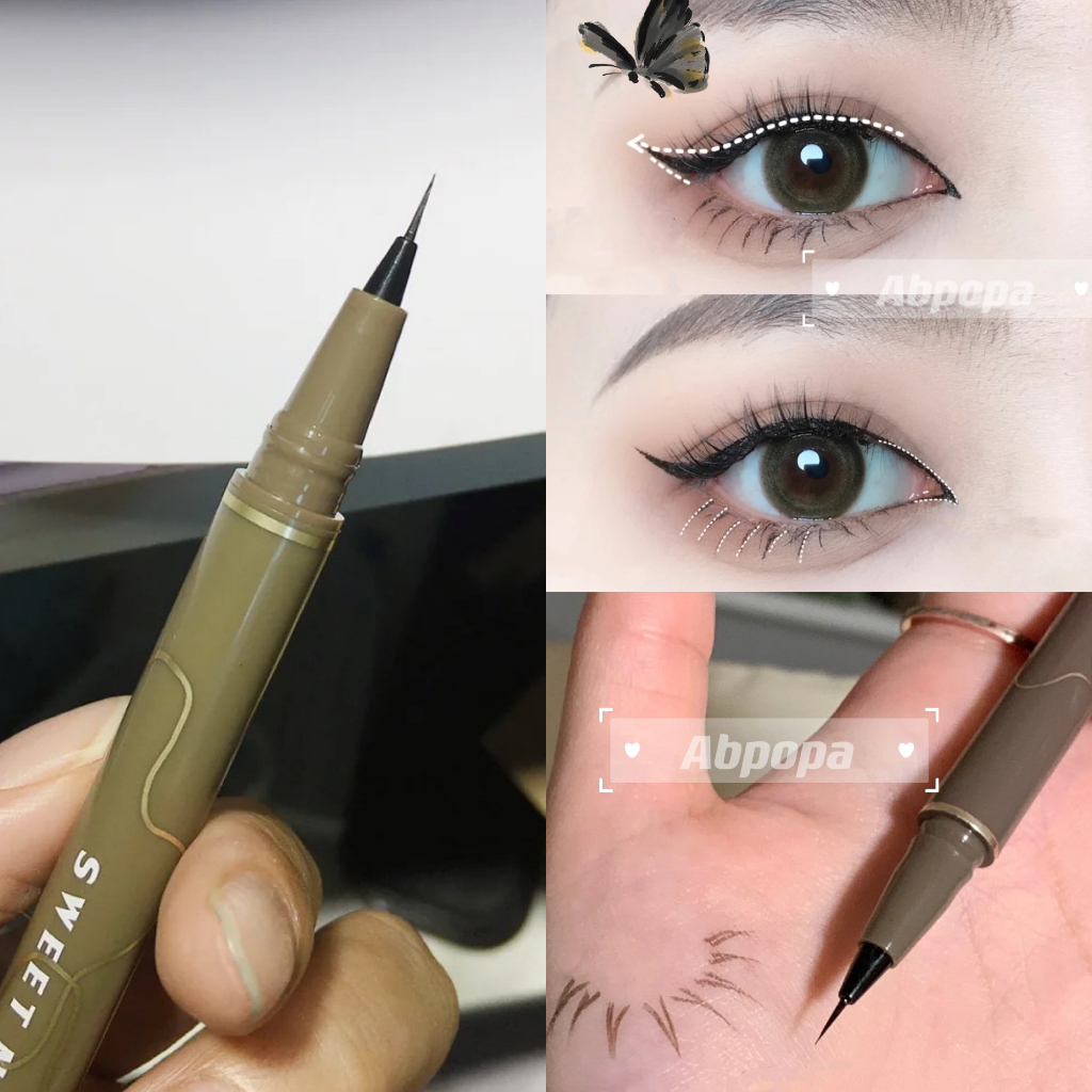 สวีทมิ้นท์® Fine Lines Smooth Slim Eyeliner Soft Nib Natural Non-fade Waterproof ต้องมีสําหรับมือใหม่