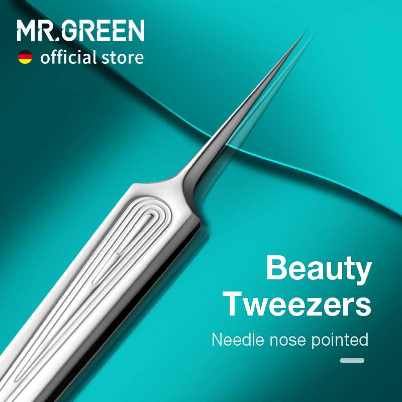 Mr.green แหนบถอนขนคุด เข็มจมูกแหลม แหนบ สําหรับคิ้ว เฝือก กําจัดสิวเสี้ยน สิวหัวดํา คลิปดูดสิว
