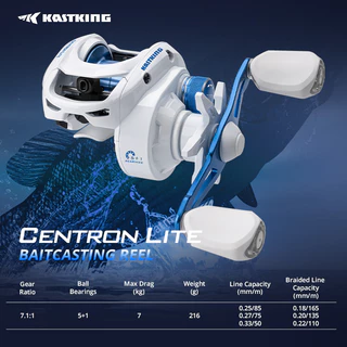 Kastking Centron Lite รอกตกปลาแบริ่งไฟเบอร์แก้ว ไนล่อน น้ําหนักเบา 7.6 ออนซ์ - 5 + 1 อัตราทดเกียร์สูง 7.1:1