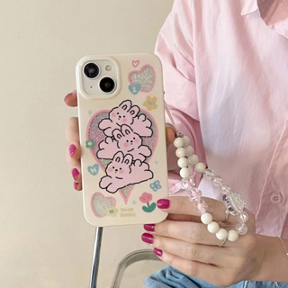 เคสโทรศัพท์มือถือ tpu นิ่ม ลายกระต่ายกระโดด สีชมพู สําหรับ iPhone 14 14promax 14pro 11 12 12PRO 12PROMAX 13 13pro 13promax