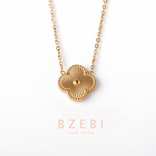 Bzebi สร้อยคอ สเตนเลสลายโซ่ ใบโคลเวอร์สี่แฉก เพิ่มโชค สไตล์เกาหลี เครื่องประดับ gift ไม่จางหาย ใส่อาบน้ําได้ 1198n