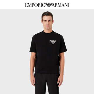 Armani ใหม่ เสื้อยืดแขนสั้น พิมพ์ลายโลโก้ คลาสสิก สําหรับผู้ชาย OG4YH