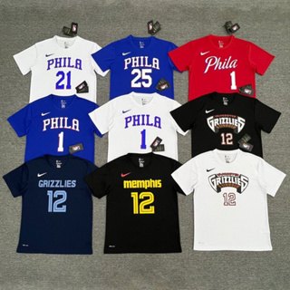 เสื้อยืดแขนสั้น ระบายอากาศ แห้งเร็ว พิมพ์ลาย NBA Basketball Warm Up Training Philadelphia 76ers Joel Emiid James พลัสไซซ์ สําหรับออกกําลังกาย วิ่ง