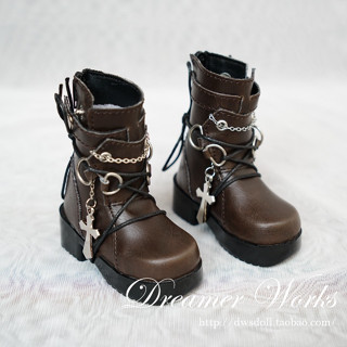 【bjd Shoes】ตุ๊กตา 1/3 1/4SD สไตล์พังก์ ผูกเชือก สีน้ําตาล