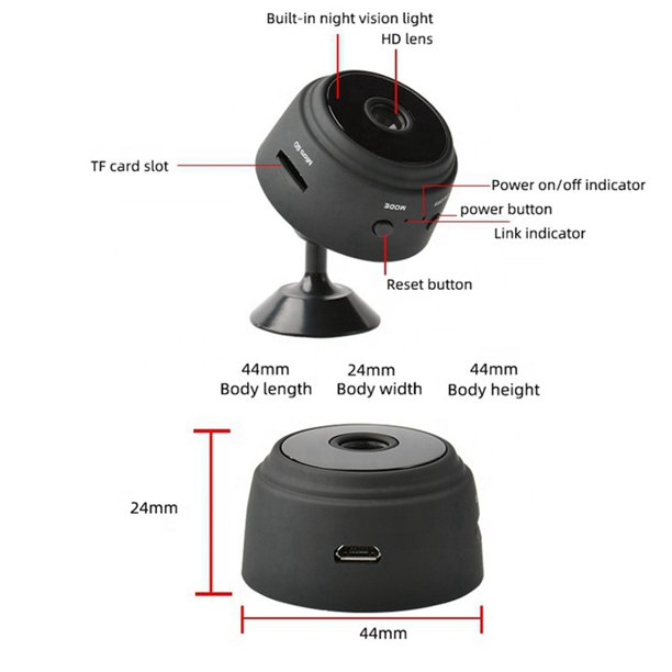 Oria 150° กล้องวงจรปิดรักษาความปลอดภัย HD 1080P มองเห็นที่มืด ขนาด A9 สําหรับเล่นกีฬากลางแจ้ง