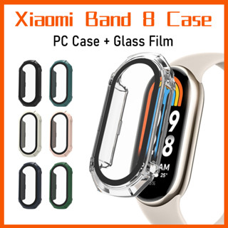 เคสแข็ง PC พร้อมฟิล์มกระจกนิรภัย สําหรับ Xiaomi Mi Band 8 7 6 5 4 NFC Mi Band 8