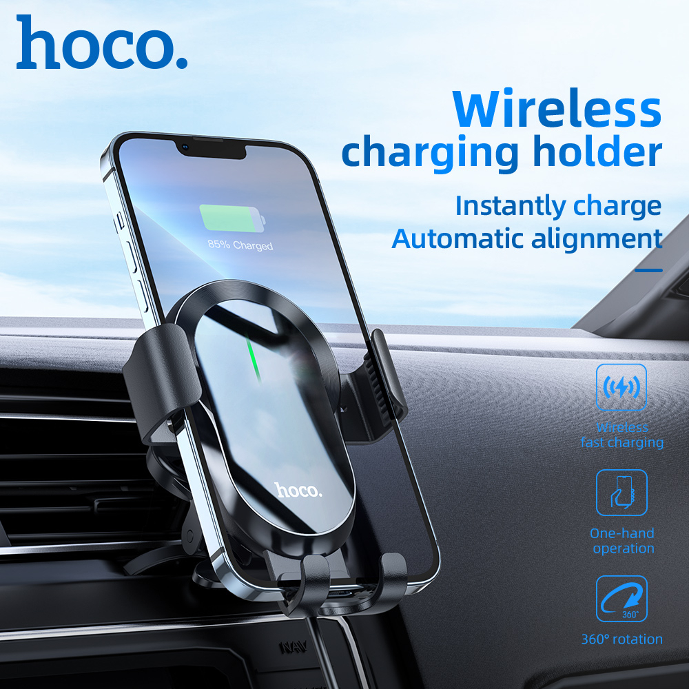 Hoco CA105 ที่วางโทรศัพท์ในรถยนต์ 15W พร้อมที่ชาร์จแบบไร้สาย ชาร์จเร็ว ที่วางโทรศัพท์ในรถ ที่วางช่องระบายอากาศ สําหรับโทรศัพท์ เหมาะสําหรับชาร์จโทรศัพท์ไร้สาย