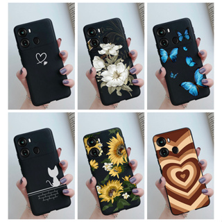 เคสโทรศัพท์มือถือ ซิลิโคนนิ่ม ลายการ์ตูนหัวใจ Itel P40 สีดํา สําหรับ ItelP40 P 40