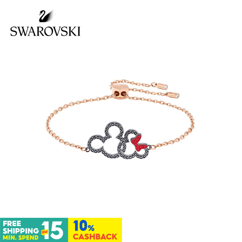 Swarovski สร้อยข้อมือแฟชั่น ลายมิกกี้เมาส์ ระดับไฮเอนด์ ปรับได้ ของขวัญวันเกิดวันวาเลนไทน์ สําหรับผู้หญิง