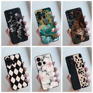 เคสโทรศัพท์มือถือเจลลี่ พิมพ์ลายมังกรดํา สําหรับ Itel P40 P40 ItelP40 Coque Fundas