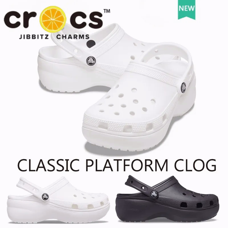 cross แท้ Cross classic platform clog สีขาวส้นสูง4.1cm  รองเท้ากันลื่น