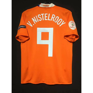 เสื้อกีฬาแขนสั้น ลายทีมชาติฟุตบอล Netherlands Sneijder Robben 2008 ชุดเหย้า เสื้อยืด NistelRooy