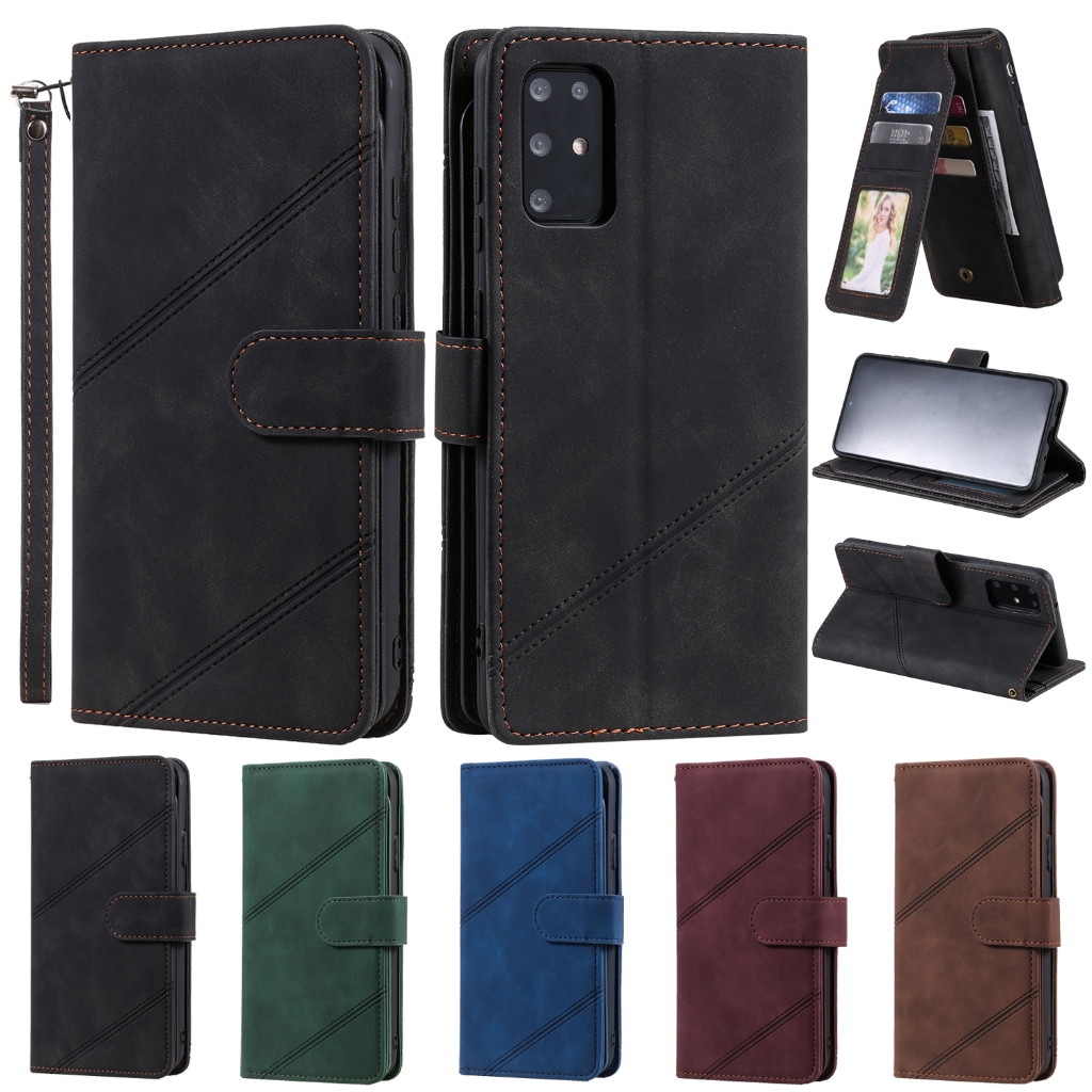 เคส Case for iPhone 14 Plus 11 Pro Max 12 13 Mini 6 6s 7 8 SE 2020 2022 SE2 SE3 X XR XS เคสฝาพับ เคสเปิดปิด โทรศัพท์หนัง PU TPU นิ่ม แบบฝาพับแม่เหล็ก พร้อมช่องใส่บัตร และขาตั้ง Retro Leather Flip Cover Multi Card Slots Wallet Hand Strap Lanyard ซองมือถือ