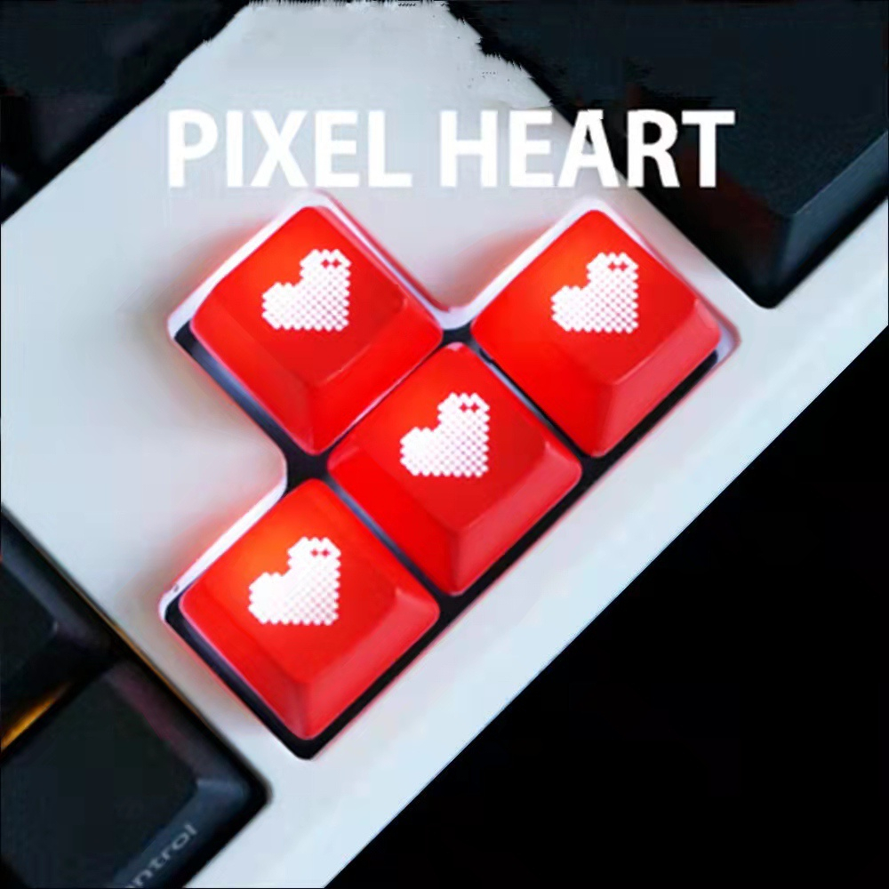 Pixel Heart-Shaped Red Keycap ESC R4 Sublimation PBT สําหรับคีย์บอร์ดเครื่องกล
