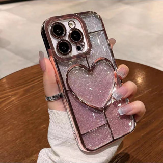 เคสโทรศัพท์มือถือ ไล่โทนสี ลายหัวใจ 3D แวววาว หรูหรา สําหรับ iPhone 14 13 12 11 Pro Max 14Plus