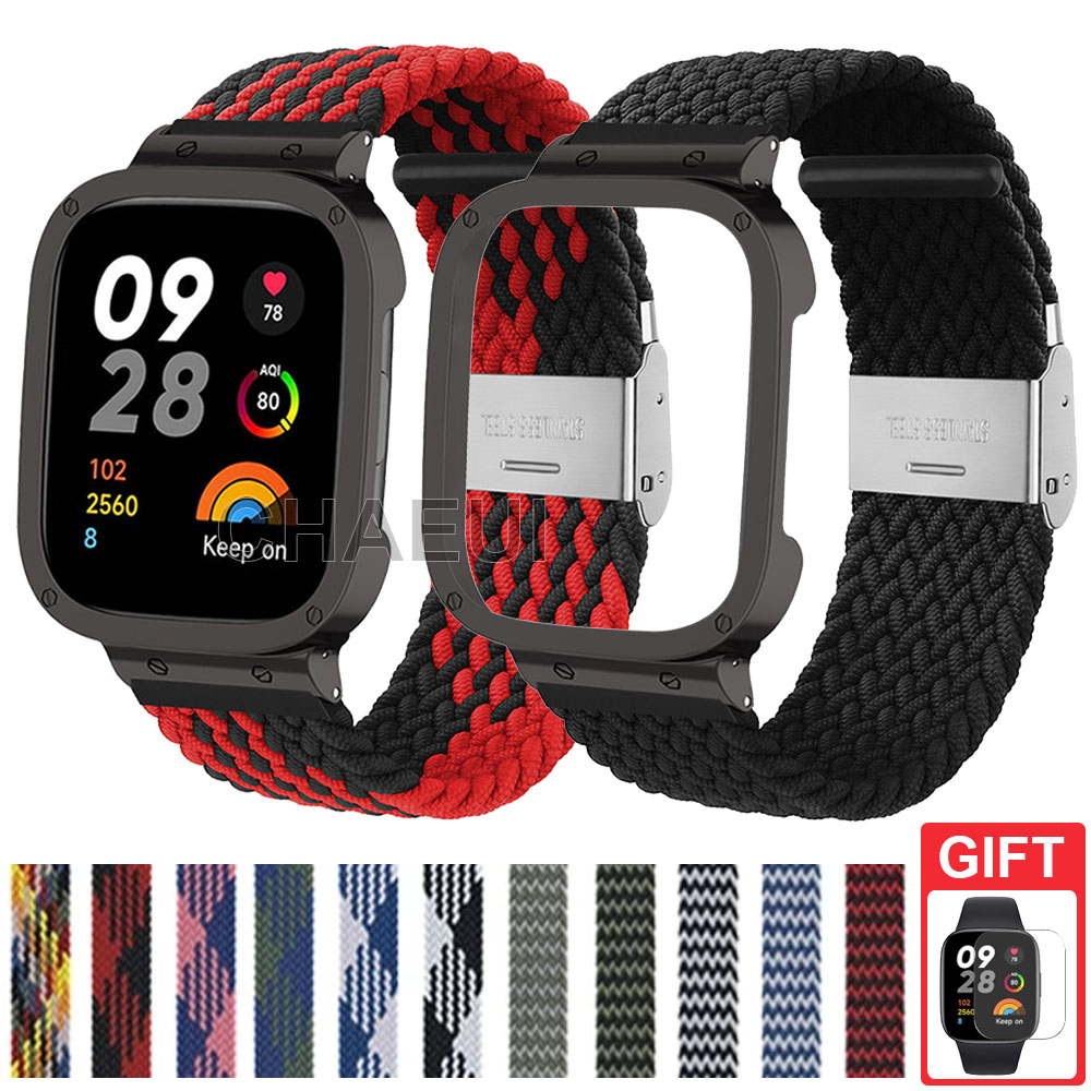 สร้อยข้อมือสายไนลอนพร้อมเคสสายถักสําหรับ Redmi Watch 5 4 3 2 Lite