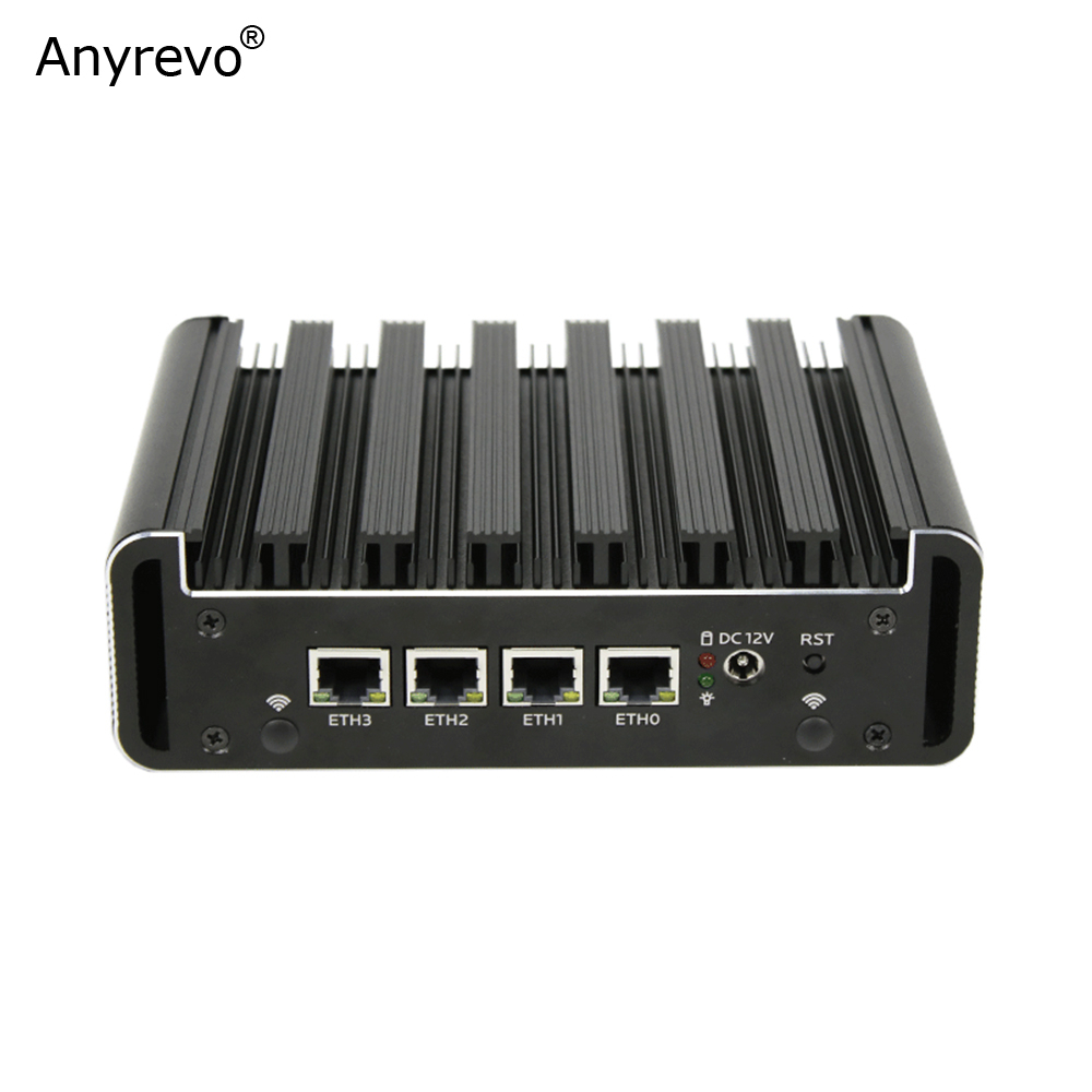 Fanless Soft Router Intel Celeron N2940 Quad Core Mini PC พร้อม VGA HDMI 4 Intel Gigabit LAN สําหรับ