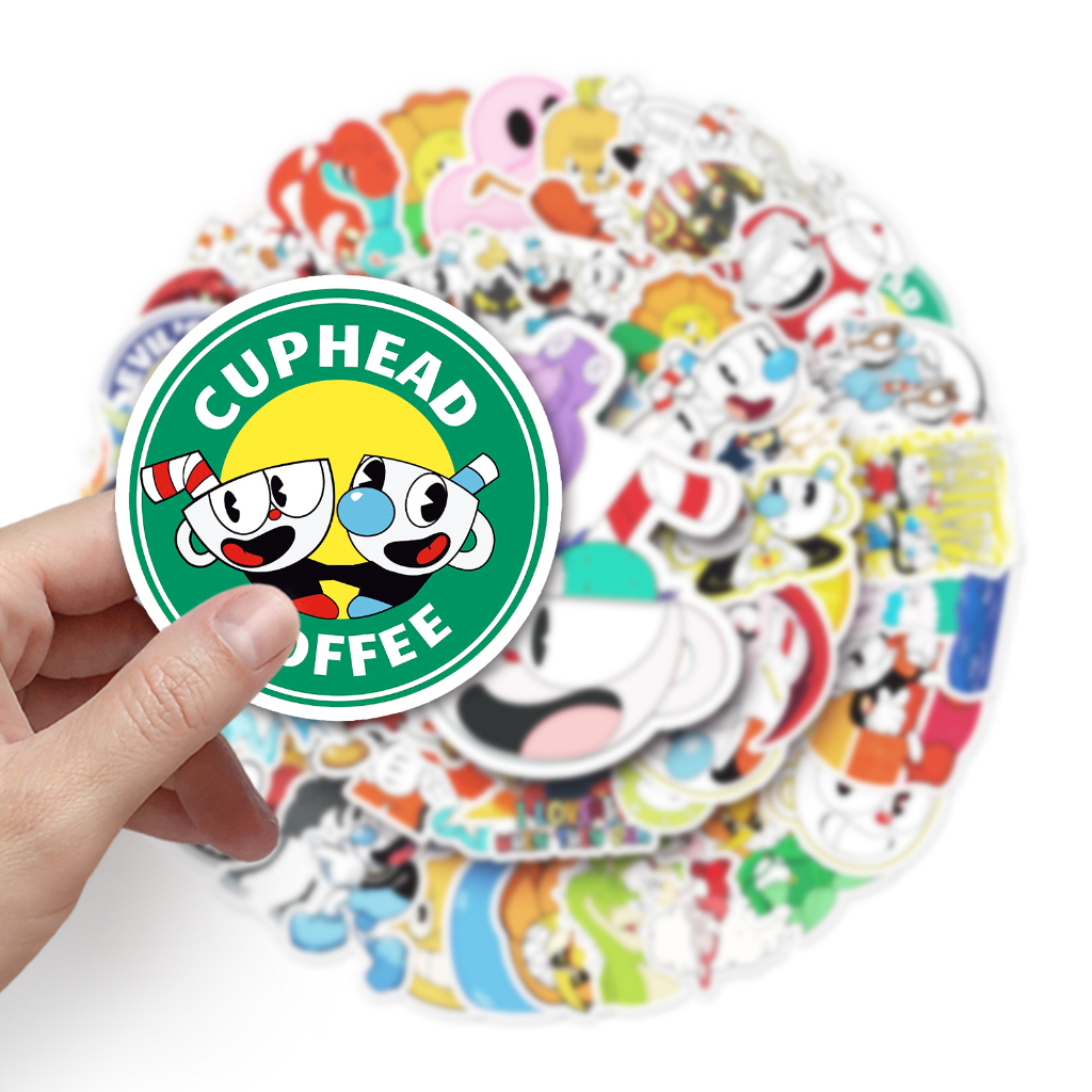 50 ชิ้นตลก Cuphead สติกเกอร์กันน้ํา DIY สําหรับโทรศัพท์แล็ปท็อปรถสติกเกอร์ Creative Home Decal - รูปที่ 3