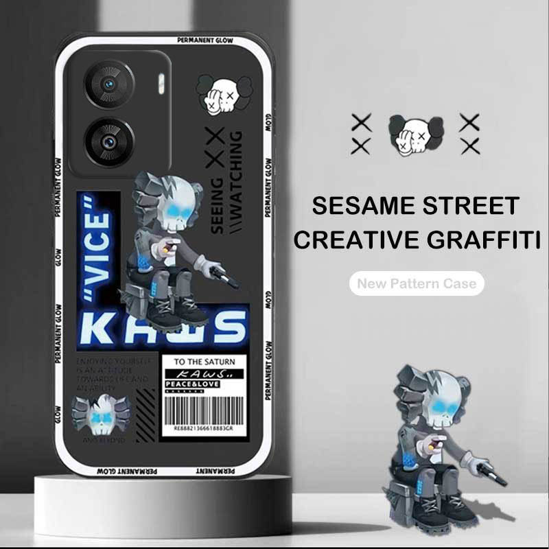 เคสป้องกันโทรศัพท์มือถือ ลายกราฟฟิตี้หมี สําหรับ VIVO Y02 V27E IQOO Z7x V25E Y16 Y35 Y21T Y21S Y33S 